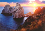 The Faraglioni Rocks of Capri at the sunset 