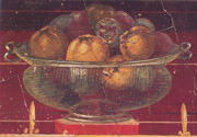 Fresco from Oplontis representing with a basket of pomegranates 