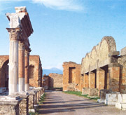 The entrance of the Macellum (food market) in Pompeii