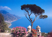 Gorgeous sea-view from Villa Rufolo at Ravello on the Amalfi Coast 