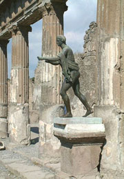 The bronze statue of Apollo near the portico of the sacred area