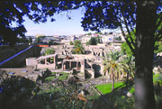 The ruins of Herculaneum seen from a distance 