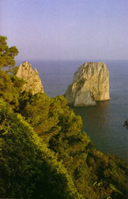 The symbols of the island of Capri the Faraglioni Rocks