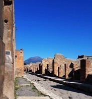 A view of Vesuvius imaged from inside Pompeii ruins