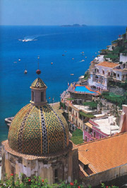 View of Positano with its church