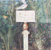 A fresco representing a statue, a bird and the garden from Pompeii