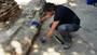 Archaeologist at work in an excavation area near Pompeii